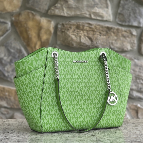 Michael Kors Jet Set Logo Large Green Shoulder Bag